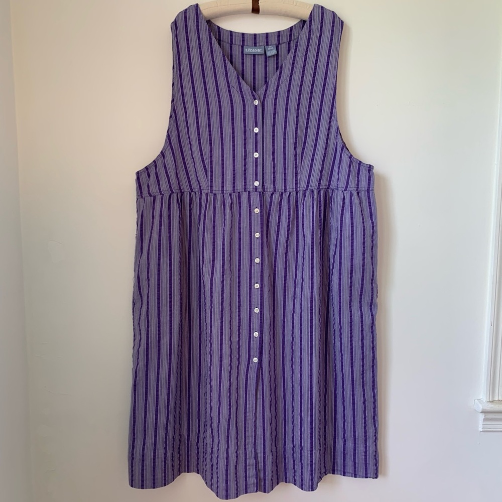 Liz & Me Purple Striped Midi Dress - Picture 5 of 12